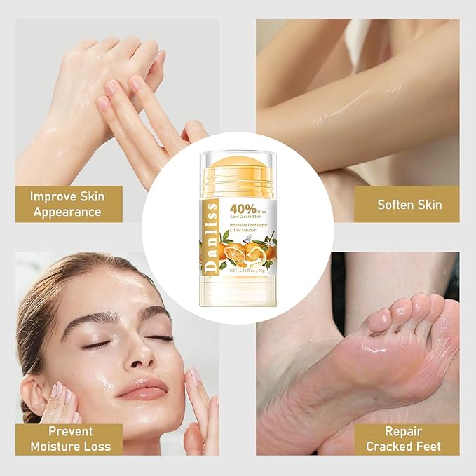 Urea Cream Stick 40 Percent, Heel Balm, Urea Hand Cream Stick and Foot Cream for Dry Cracked, Cracked Heel, Moisturizer for Dry Skin Care 1.41 Oz (Citrus Flavour)