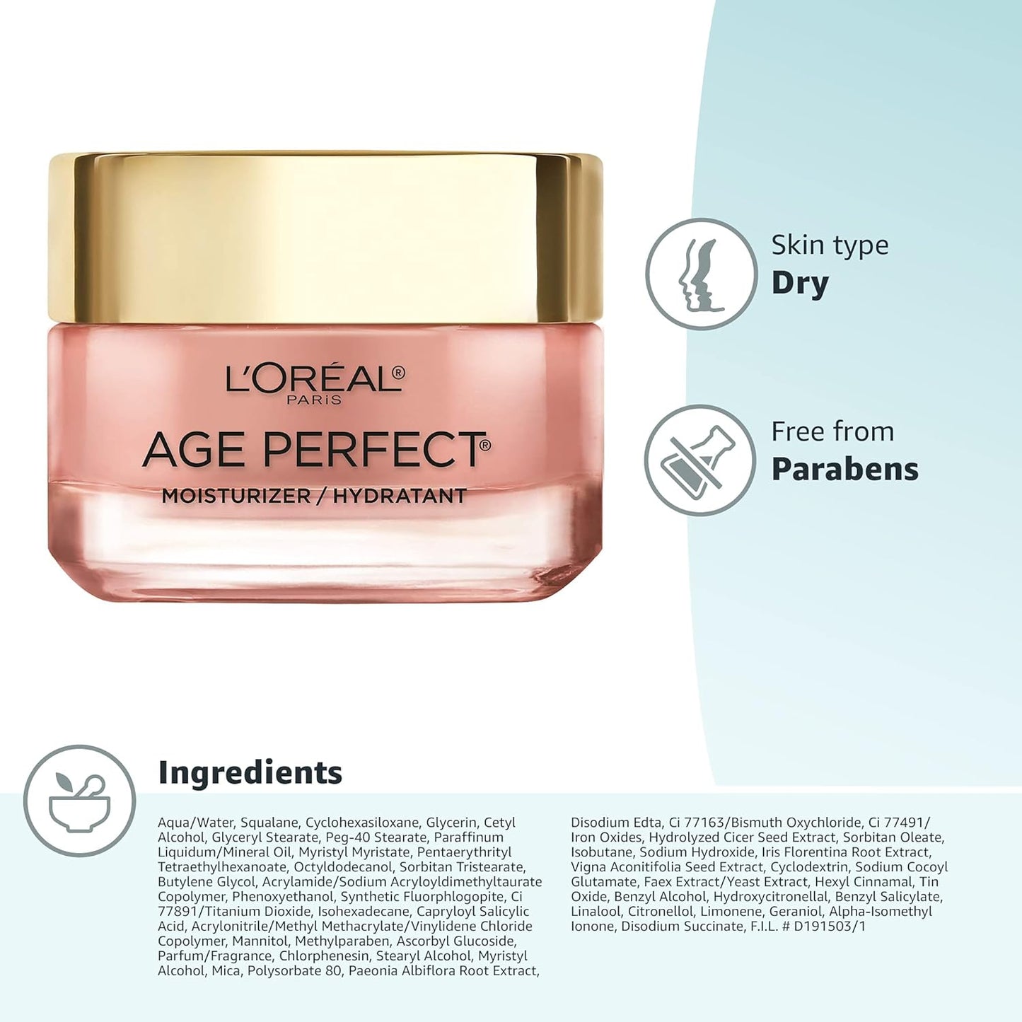 🌹 L'Oreal Paris Age Perfect Rosy Tone Moisturizer – Anti-Sagging & Brightening Face Cream (1.7 oz)