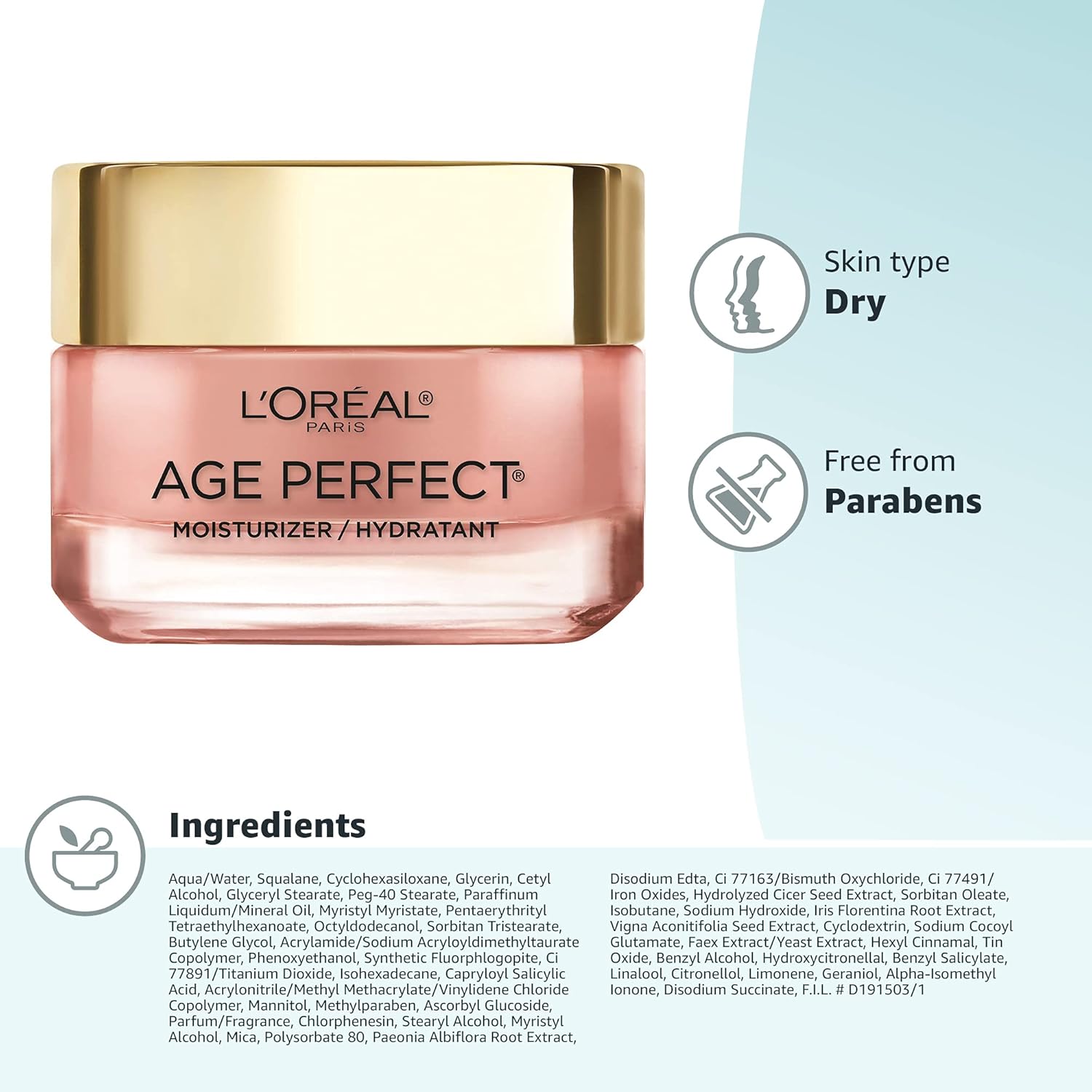 🌹 L'Oreal Paris Age Perfect Rosy Tone Moisturizer – Anti-Sagging & Brightening Face Cream (1.7 oz)