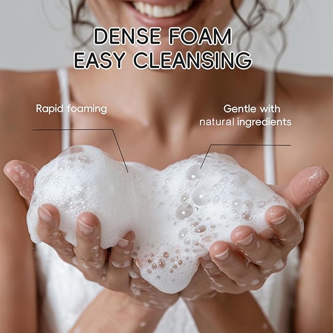 Aloe Vera Foaming Face Wash - Organic Facial Cleanser with Silicone Brush, Natural Face Wash for Women/Girls Clean Oil & Makeup, Soothing Skin, Foaming Cleanser Hydration for Sensitive Skin