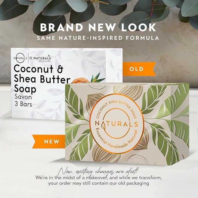 O NATURALS 3-Pack Organic Soap Bar 4oz each Set - 100% Vegan Cold Process Body Wash Scented Premium Essential Handmade Soap - Natural Soaps for Men Women, Face, Body - Coconut and Shea Butter
