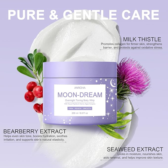 Moon Dream Overnight Toning Whip - Get Body Firming Cream for Women Helps Target the Appearance of Loose Skin On the Body 6.8 Fl oz