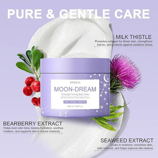 Moon Dream Overnight Toning Whip - Get Body Firming Cream for Women Helps Target the Appearance of Loose Skin On the Body 6.8 Fl oz