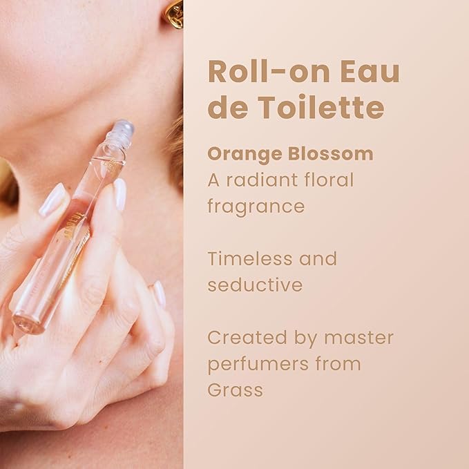 Panier des Sens - Orange Blossom Gift Set for Women - Roll On Perfume + Hand Cream + Bar Soap - Thank you, Birthday Gift for Her - Self Care Kit with 96% Natural Ingredients - Skin Care Set