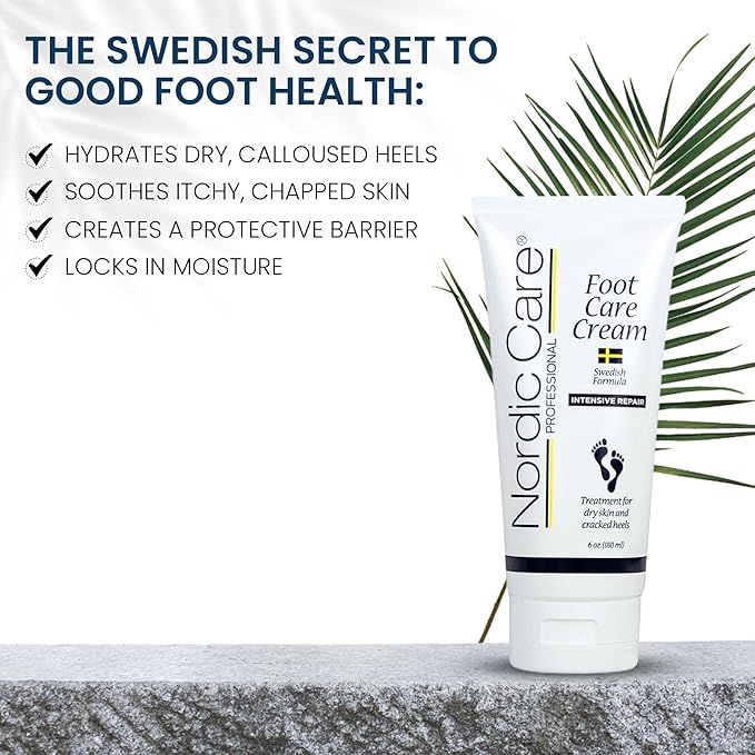 Nordic Care Foot Care Cream - Intensive Repair Foot Cream With Urea & Eucalyptus Oil for Cracked Heels, Foot Care Cream Provides Deep Hydration & Prevent Further Cracking | (6 Ounce, Pack of 1)