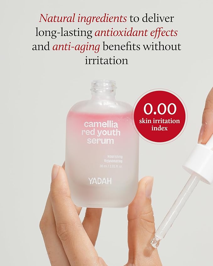 YADAH Camellia Red Youth Serum, Wrinkle care & Firming care Facial Serum with Bakuchiol and Camellia Oil, Hydrating & Skin Defense Treatment, For All Skin Types, 1.01fl oz