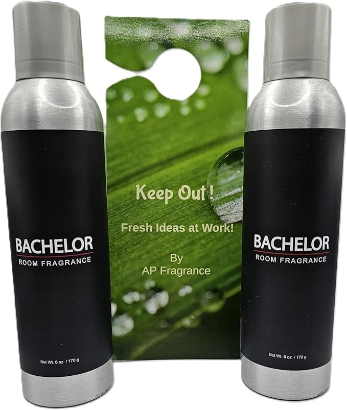 Room Fragrance Air Freshener Spray Concentrated Bathroom, Kitchen, Car, or Office Deodorizer, U.S.- Made by AP Fragrance. Sandalwood scented (2x Bachelor)