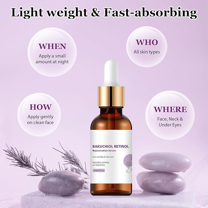 Venature Bakuchiol Retinol Serum, Retinol & Vitamin for Wrinkles Bakuchiol Face Serum Korean (2Pcs)