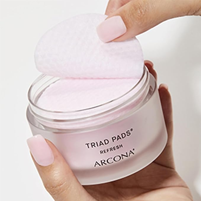 ARCONA Triad Pads - Cold Processed Cranberry and Rice Toner, Brightening Toner Pads for Face, 45 Facial Toner Pads. Made in The USA.