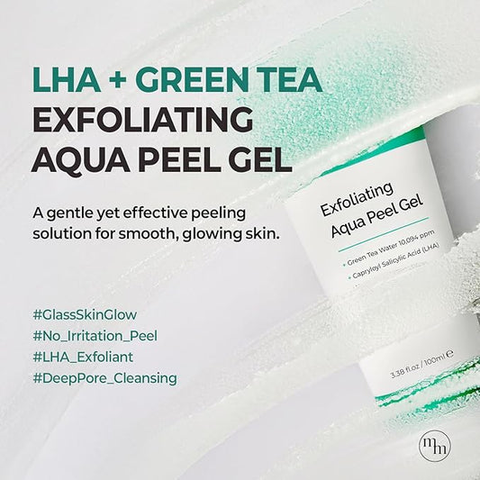 MOTHER MADE LHA Green Tea Exfoliating Aqua Peel Gel, Deep Pore Face Exfoliant, Gentle Facial Exfoliator, Dead Skin Remover, Natural Cellulose for Peeling, Vegan, Korean Skincare (100ml / 3.38 fl.oz)
