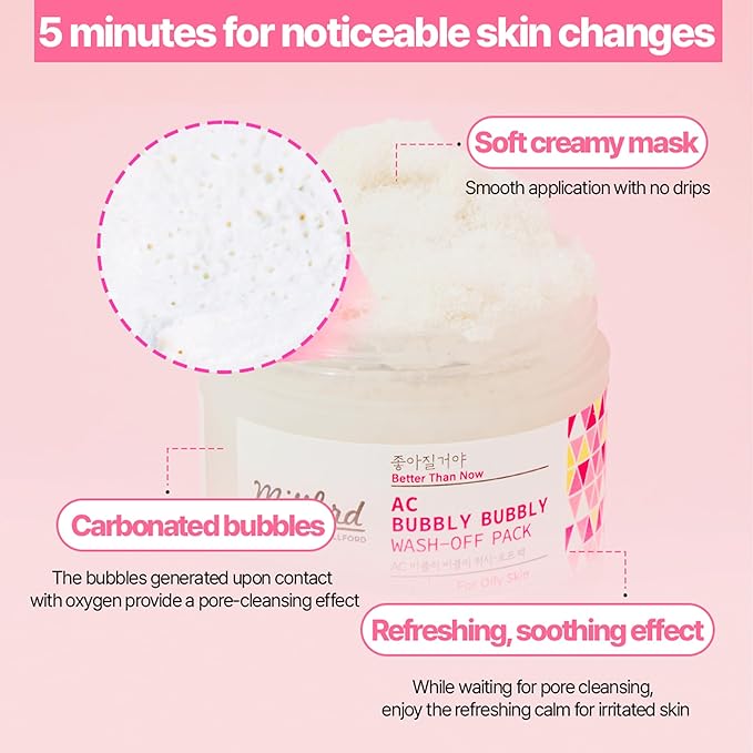 AC Bubbly Bubbly Wash-Off Pack 125g/4.4Oz, Kaolin, Deep Cleansing, Acne Prone Skin, Bubble Wash, Exfoliating, Bubble Mask, Removing Sebum and Dead Skins, Instant Bubbles Pop up