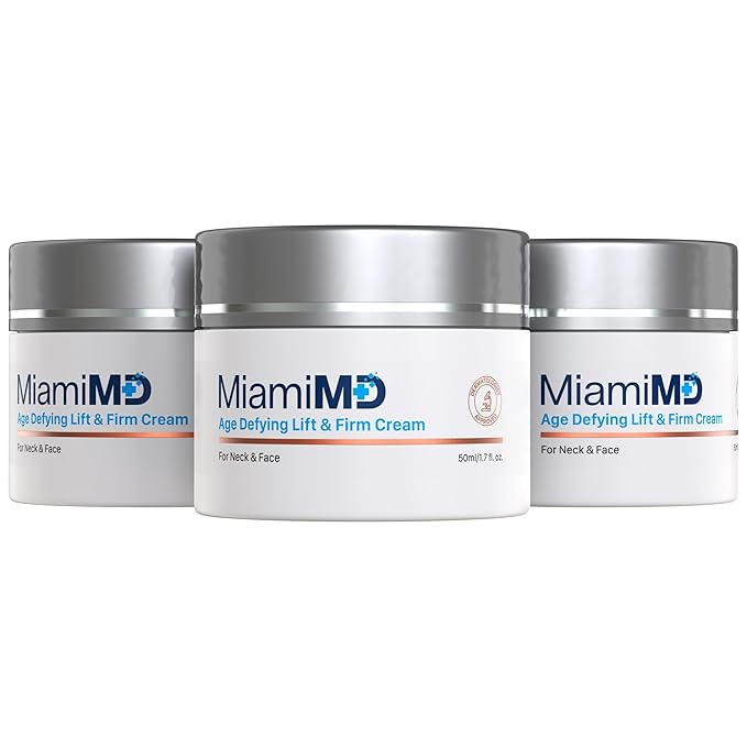 MiamiMD Age-Defying Lift & Firm Cream - Anti Aging and Skin Firming For All Types - Paraben Free - Fragrance Free Cruelty Free BHA Free 50 ml (1.7oz) - 3 PACK