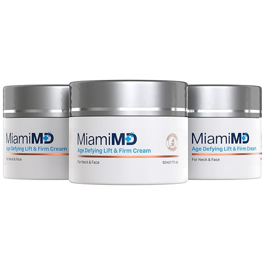 MiamiMD Age-Defying Lift & Firm Cream - Anti Aging and Skin Firming For All Types - Paraben Free - Fragrance Free Cruelty Free BHA Free 50 ml (1.7oz) - 3 PACK