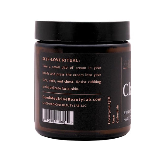 Clarity Awakening Face Cream - Natural Daily Facial Moisturizer with Coenzyme Q10 and Vitamin B3 to Reduce Fine Lines - Hydrating Coconut Oil and Aloe Vera - Skincare for Women and Men (4 oz)