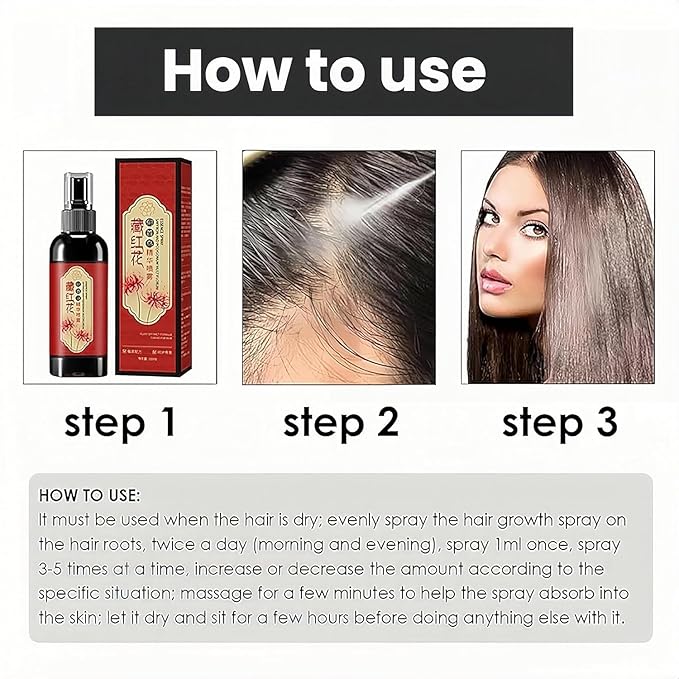 Saffron Hair Blackening Spray, Saffron Hair Spray, 100ml Herbal Extracts Hair Serum, Saffron and Polygonum Multiflorum Essence Spray, Leaving Hair Shiny & Prevent Gray Hair (2Pcs)