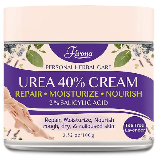 FIVONA 40% Urea Cream with 2% Salicylic Acid - Foot Cream with Tea Tree and Lavender Extracts Foot Lotion for Dry Cracked Heels, Dead Skin & Callus Remover, Feet Moisturizer Repair Cream