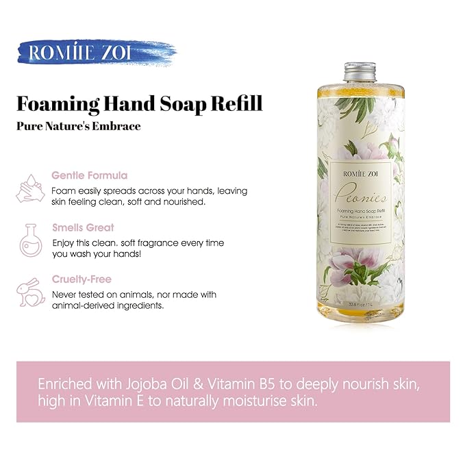 Foaming Hand Soap Refill, Peony, Gentle & Moisturizing Formula, 1 L/ 33.8 FL OZ