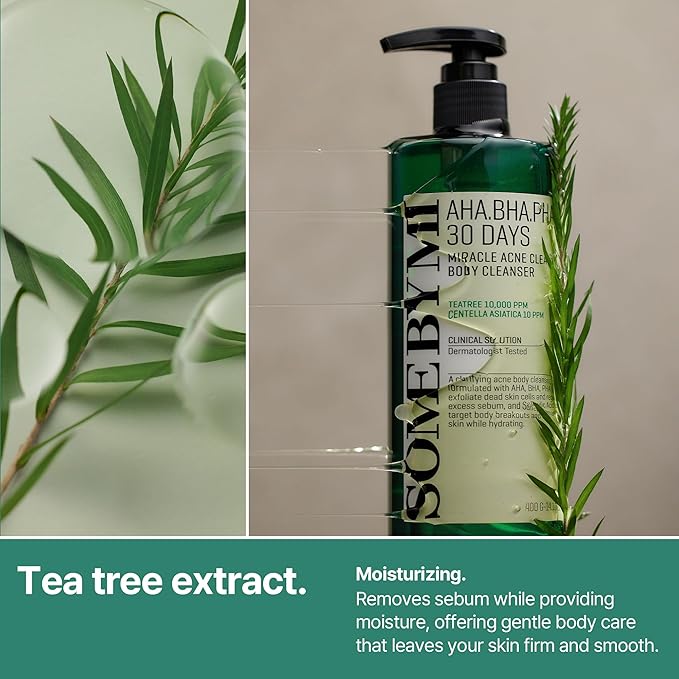 SOME BY MI AHA BHA PHA 30 Days Miracle Acne Clear Body Cleanser - Pack of 2 - Daily Exfoliating Tea Tree Acne Body Wash with Salicylic Acid - Deep Cleanses Sebum and Impurities - Korean Skin Care