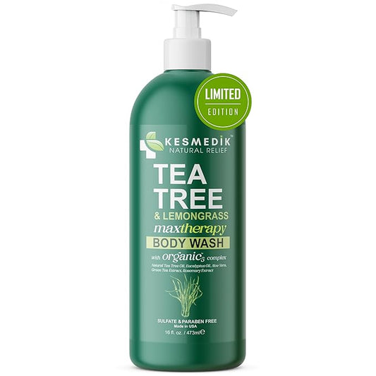 Tea Tree & Lemongrass Body Wash MaxTherapy, Itchy Skin Relief, Fights Body Odor, Soothes Jock Itch, Athlete's Foot, Ringworm & Sensitive Skin, Men & Women, 16 fl oz, Limited Edition