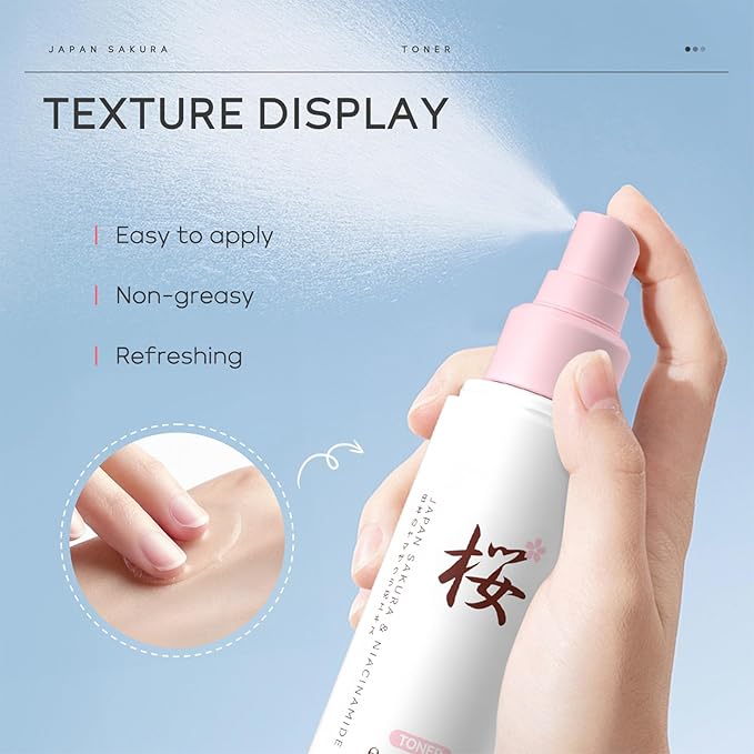 Sakura Skin Care Set, Cherry Blossom Collagen Rejuvenating Facial Kit, Skin Care for Kids & Women with Cleanser, Toner, Serum, Eye Cream, Travel Size Skincare, Nourishing, All Skin Types (9 PCS)