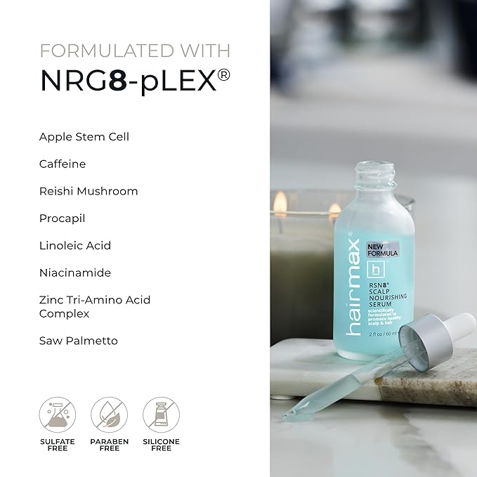 Hairmax Nourishing Hair Growth Serum for Women & Men, Promotes Thicker, Stronger Hair with 47 Essential Oils 2 Fl Oz (Pack of 1) New & Improved