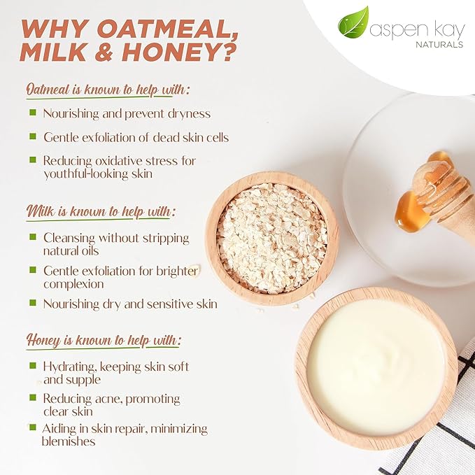 Aspen Kay Naturals Goats Milk, Honey & Oatmeal Soap Bar – with Organic Raw Honey, Goats Milk, Rolled Oats & Shea Butter - Exfoliating Soap – For All Skin Types - Handmade in Florida. (2 pack)