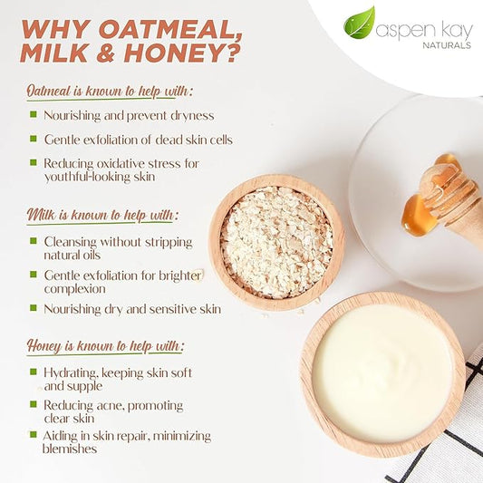 Aspen Kay Naturals Goats Milk, Honey & Oatmeal Soap Bar – with Organic Raw Honey, Goats Milk, Rolled Oats & Shea Butter - Exfoliating Soap – For All Skin Types - Handmade in Florida. (2 pack)