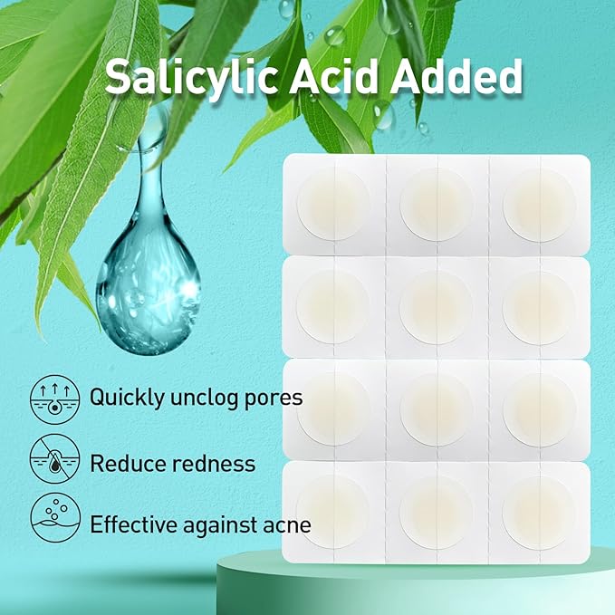 TKTK Pimple Patches, 12 mm Invisible Acne Patches for Face with Salicylic Acid, 0.01cm Extra Thin Outer Edge, Hydrocolloid Zit Patch for Pustule, Whitehead, Cystic Acne Spot, 48 Count