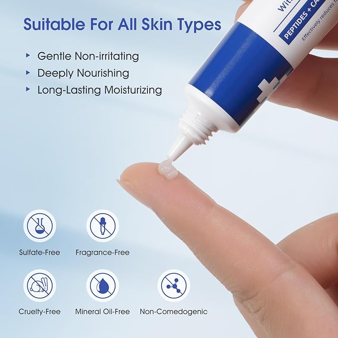 Eye Cream for Wrinkles, Fine Lines & Crows Feet - With Ceramides, Peptides + Caffeine + Niacinamide - Anti Aging Skin Renewing Under Eye Cream for Men and Women, 0.5 Oz