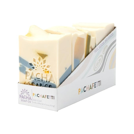 Pacha Soap Co. Bar Soap - Premium, Handcrafted, Hydrating, Natural Face Wash, Hand Cleanser, Body Wash, Soothing Essential Oils (Pachafetti, 5-Pack, 4 oz ea)