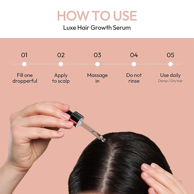 Luxe Cosmetics Hair Growth Serum (30ml) Advanced Formula for Hair Growth Product for Women - Supports Thicker, Fuller, and Shinier Hair - Premium Scalp Serum for Dry Scalp