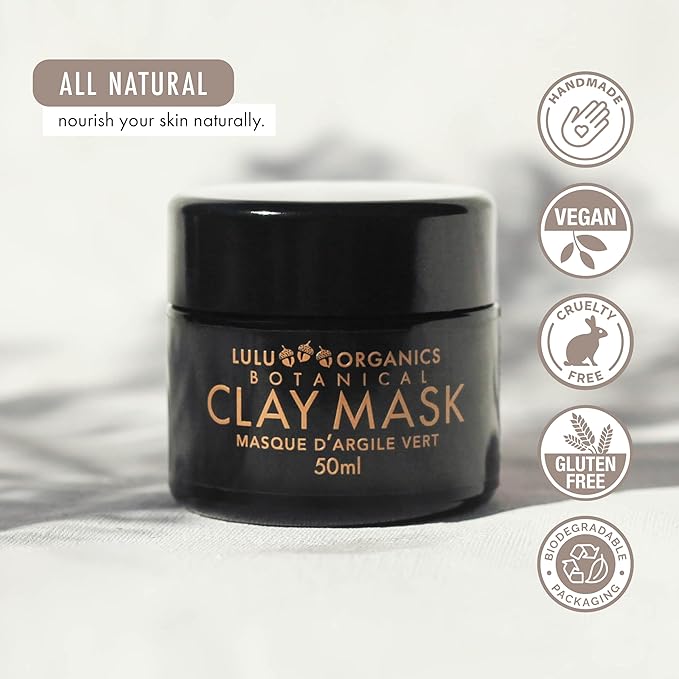 Botanical Clay Mask for Face with French Clay – Refreshing Skincare Solution for Acne, Dark Spots, Pores, Blackheads and Oily Skin, Deep Cleansing Hydrating Facial Mask - 50ml