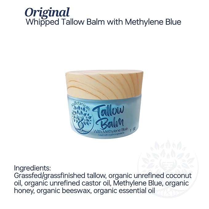 Sample Our Products 1 oz (30g) each sample, Methylene Blue Whipped Tallow, GHK-Cu Copper and Methylene Blue Infused Tallow, Baby Tallow Balm, Simply Whipped Tallow Balm Variety 1 Ounce (Pack of 4)