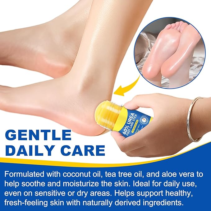 60% Urea with 2% Salicylic Acid Urea Foot Care Stick, 60% urea foot cream for Feet Maximum Strength, Foot Cream Moisturizer for Dry Cracked Feet, Knees, Elbows, Hands, Moisturise & Soften Skin (40G)