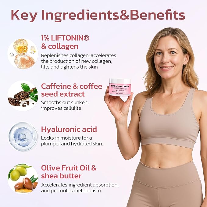 Cellulite Cream, Butt Firming and Lifting Cream - Reduce Cellulite Appearance | Reduce Loose & Stretch Mark Skin Tightening Cream for Body Booty, Legs & Belly Enhances Curves 3.72 fl.oz