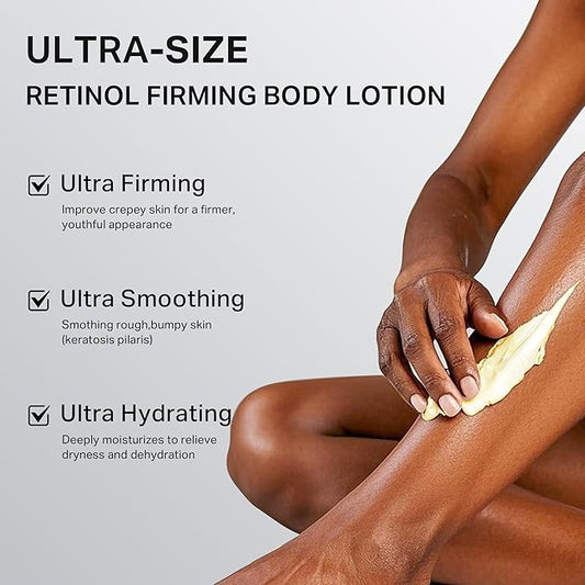 Ultra-Size Firming Retinol Body Lotion for Crepey Skin & Keratosis Pilaris with 0.05% Retinol, AHA, Collagen, Body Cream, Anti Aging Moisturizer 10.14 fl oz