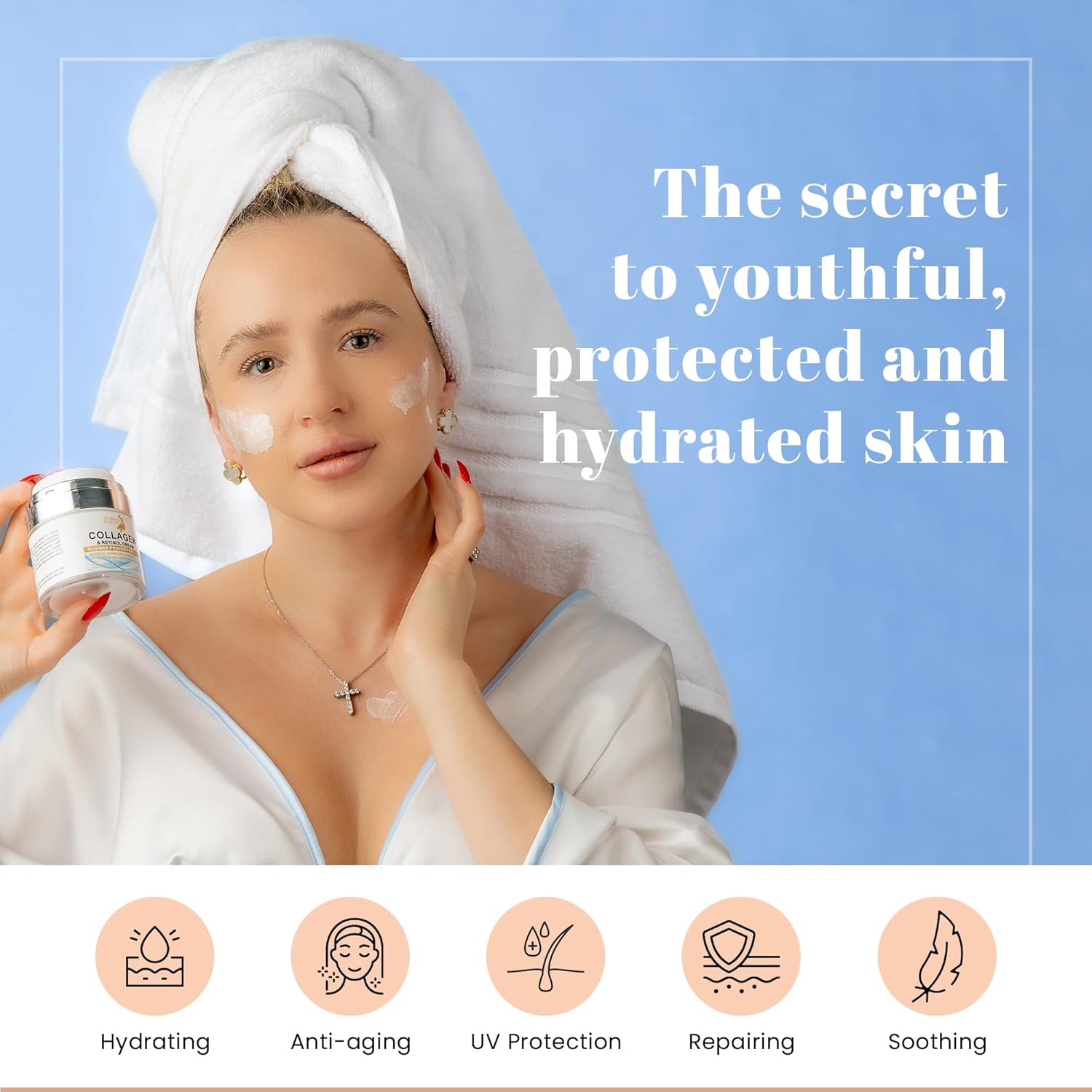 Daily Face Moisturizer with SPF 50 – Anti-Aging Retinol Cream with Hyaluronic Acid, Collagen & Broad Spectrum Sunscreen – Firming & Hydrating Day and Night Face Cream for Fine Lines & Wrinkles (1.7 Oz)