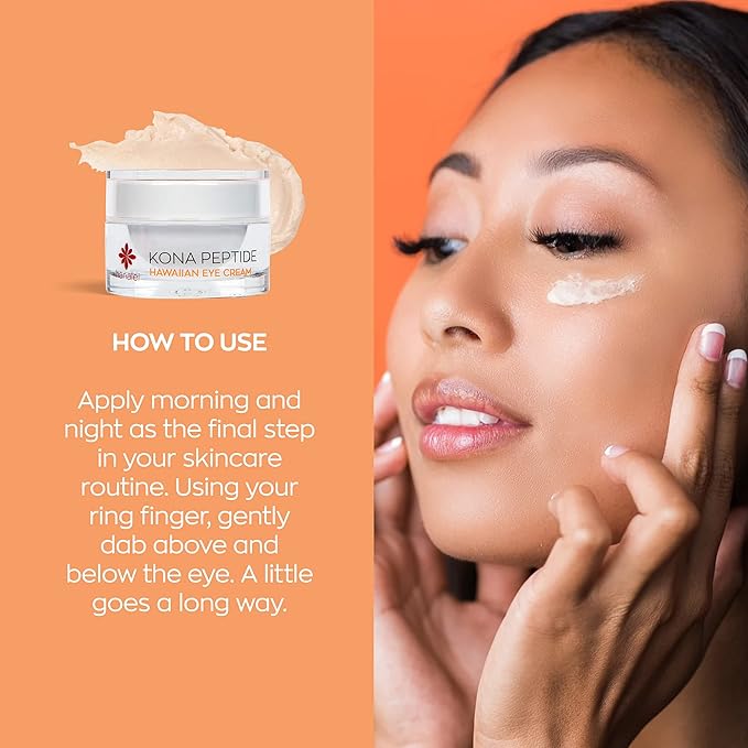 Hanalei Kona Peptide Eye Cream with Caffeine – Reduces Wrinkles, Puffiness, Dark Circles, Hydrating, Smoothing, Revitalizing Formula with Hawaiian Botanicals and Peptides – Cruelty-Free, Vegan, 0.5 oz