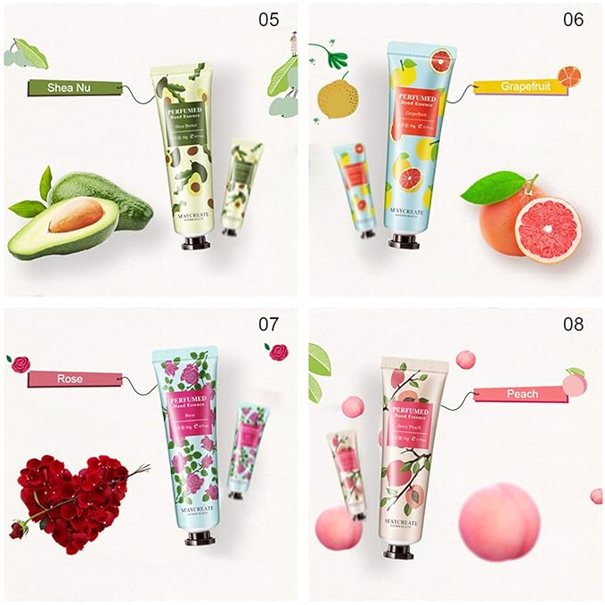 10 Pack Fruits Fragrance Hand Cream, Moisturizing Hand Care Cream Travel Gift Set With Shea Butter Natural Aloe and Vitamin E For Men And Women-30ml