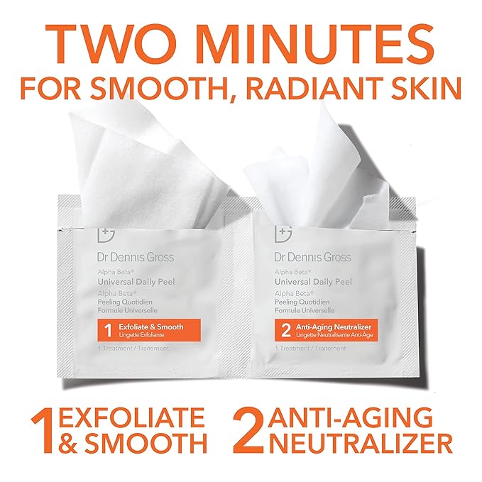 Dr. Dennis Gross Alpha Beta Universal Daily Peel: for Uneven Tone or Texture and Fine Lines or Enlarged Pores, (60 Treatments)
