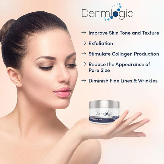 Anti Aging Resurfacing Peel Pads - Contains Salicylic, Glycolic, & Lactic for Face, Neck & Décolleté. Exfoliates, Brightens, Tones the Skin & Reduces Dark Spot, Fine Lines & Wrinkles for Radiant Glow.