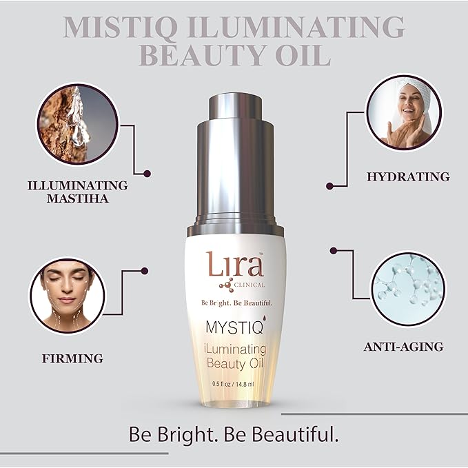 Lira Clinical MYSTIQ iLuminating Beauty Oil - Vitamin C Face Oil with Plant Stem Cell Extract - Hydrates Skin with Argan, Baobab with Antioxidants - Facial Drops for Daily Skincare Routine - 0.5 Oz