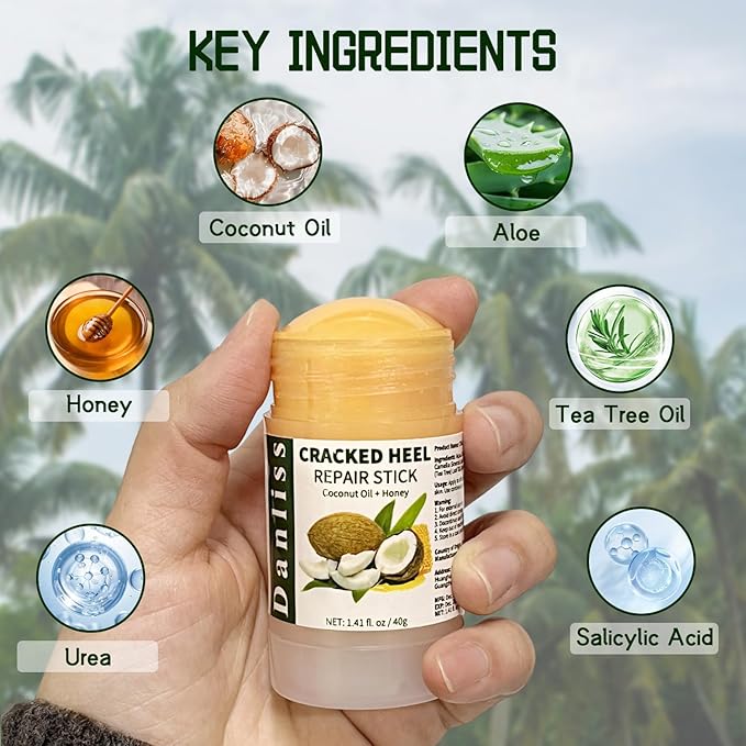 Coconut Urea foot lotion Heel Repair Balm Stick for dry cracked feet for Dry Cracked Feet Roll-on Foot Cracked Cream Softening Moisturizing Foot Care 1.14 Oz