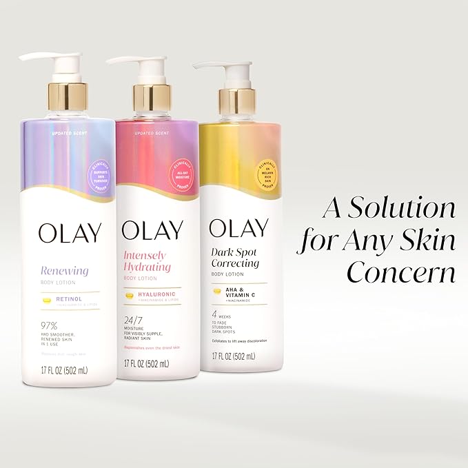 Olay Body Lotion for Women, Smoothing with Retinol Serum, Visibly Smoother Skin, 24hr Moisture & Hydration, Fast Absorbing Formula, Vitamin B3 Complex, For All Skin Types, 17 fl oz