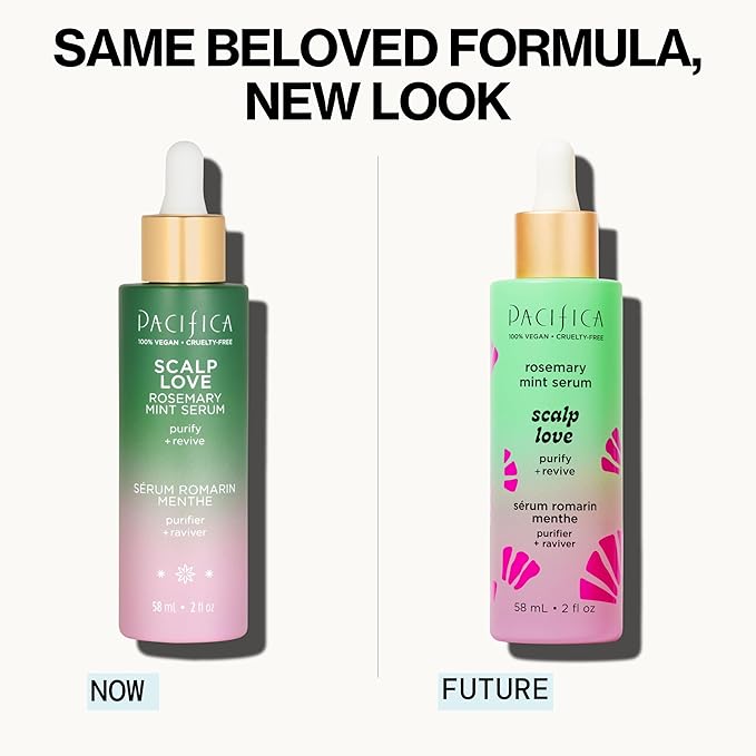 Pacifica Scalp Love Rosemary Mint Serum - Dry, Flaky, and Itchy Scalp Serum, Hydrating, Moisturizing, and Calming Treatment Formulated with Witch Hazel, Vegan and Cruelty-Free - 2 Fl Oz