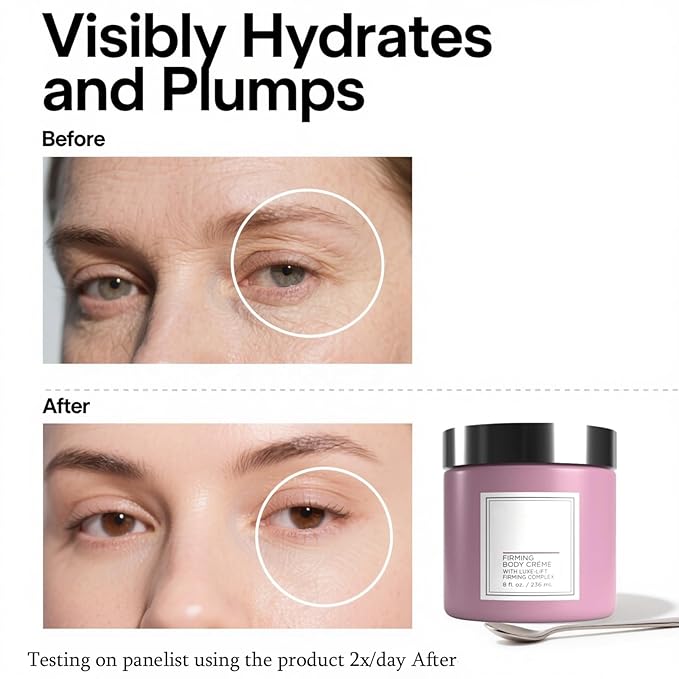 Champagne Lift Hydrating Firming Body Cream,Age-Defying Champagne Body Cream for Crepey,Dry & Sagging Skin, Rejuvenating Champagne Body Firming Cream with Pink Pepperslim & Luxe-Lift Complex, 8 oz