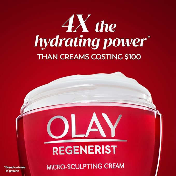 Olay Face Moisturizer, Regenerist Micro-Sculpting Facial Cream for Women - Instant Hydration, Anti-Aging, Anti-Wrinkle, Firming Skin Care - Hyaluronic Acid, Niacinamide, Amino Peptides, 1.7 Oz