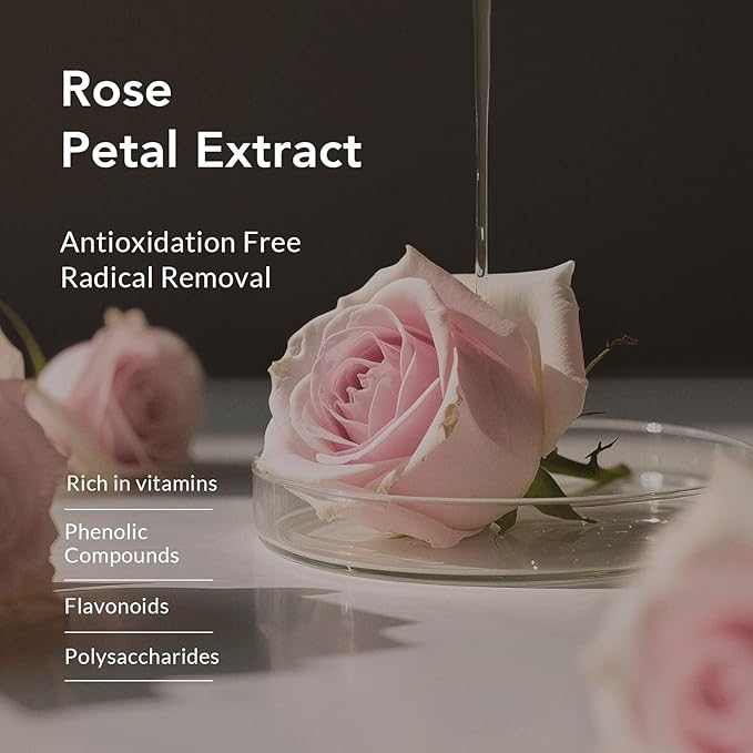 Kustie Rose Anti-Aging Body Wash, Real Petals & Rose Oil, 24H Fragrance & Deep Moisturizing, Clear Free Radicals Cleanse Perfume Shower Gel for Dry & Mature Skin with Pump Bottle, 12.8 fl oz