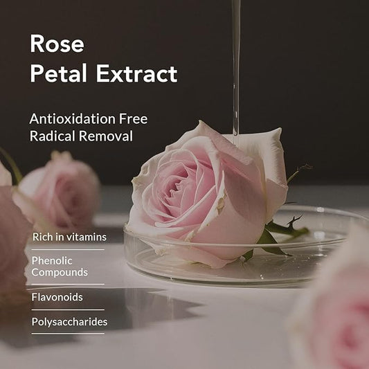 Kustie Rose Anti-Aging Body Wash, Real Petals & Rose Oil, 24H Fragrance & Deep Moisturizing, Clear Free Radicals Cleanse Perfume Shower Gel for Dry & Mature Skin with Pump Bottle, 12.8 fl oz