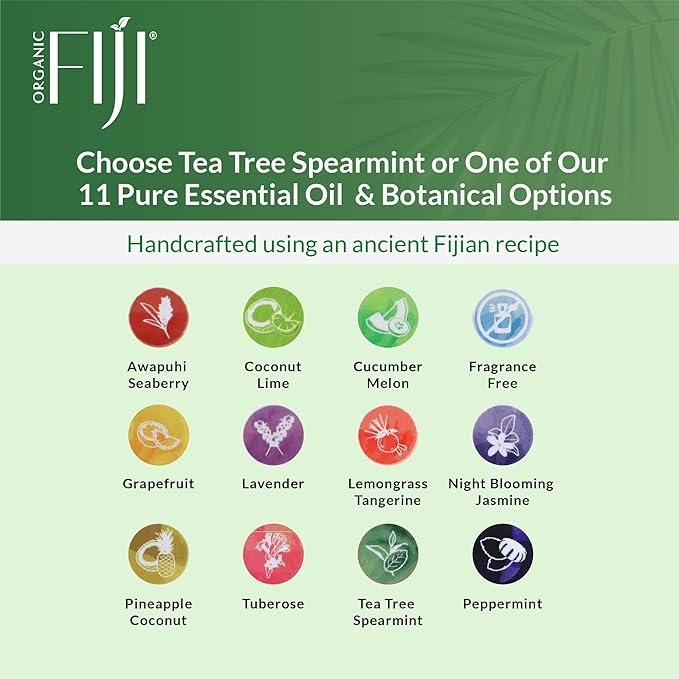 "Coco Fiji Soap Bar for Face and Body Infused With Organic Coconut Oil, Tea Tree Spearmint Essential Oil, Natural Soap for Moisturizing & Pore Purifying Skin, 7 oz, Pack Of 3 "